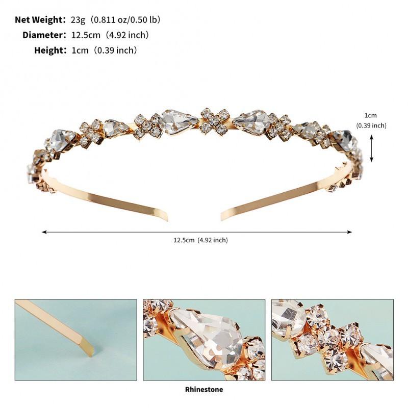 

Light Luxury High-end Rhinestones Headband Fashionable Commuting Daily Thin Simple Bridal Styling Makeup Hair Accessories