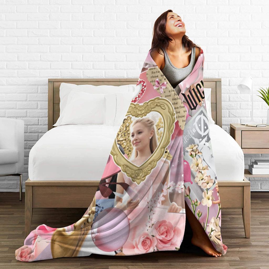 Wicked 2 Musical Movie Glinda Plush Blanket Boy Girl  Flannel Throw Blanket For Bedroom Warm Soft Custom Quality Bedspread