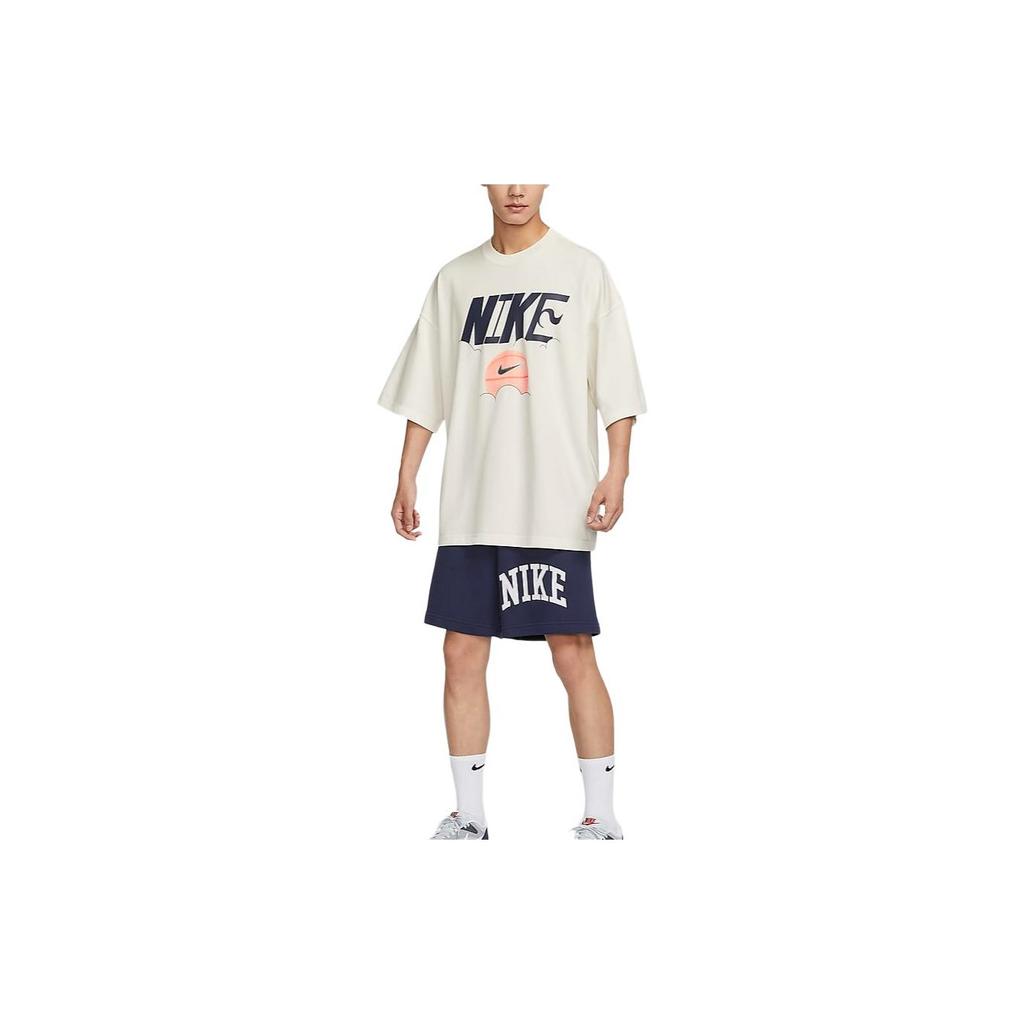 Nike Basketball Loose Soft Comfortable Pullover Crew Neck Letter Short Sleeve T-Shirt Men Tops Sail-White FZ8088-133
