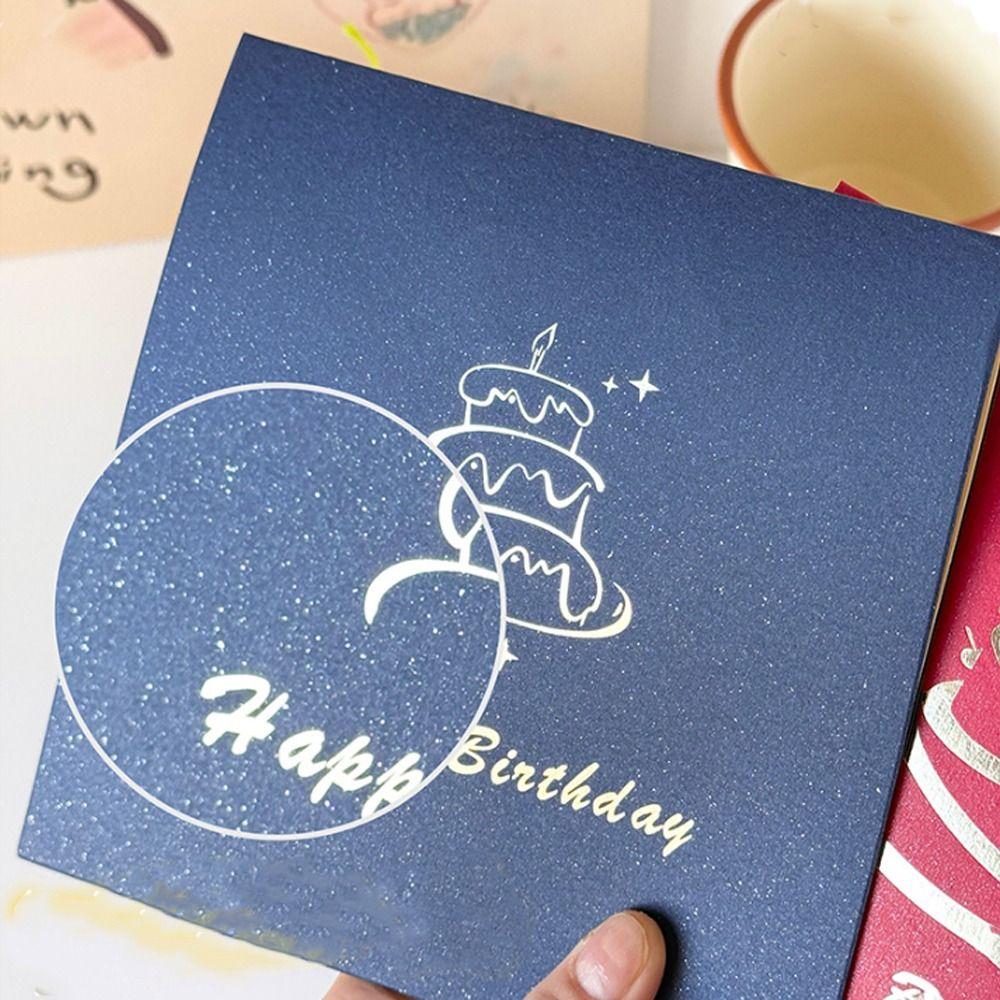 Four-Layer Cake 3D Happy Birthday Card Colorful Folding Birthday Cake Card Birthday Party Supplies