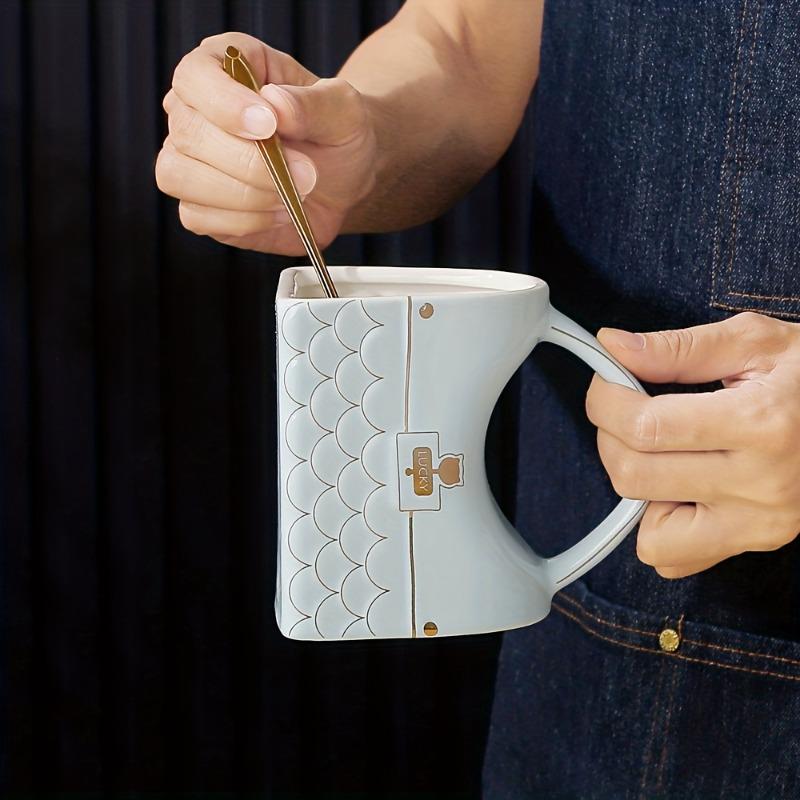 1pcs Bag-Shaped Mug Office Home Coffee Cup Stylish Handbag Design Ceramic Cup for Coffee & Drinks Mug 400ml