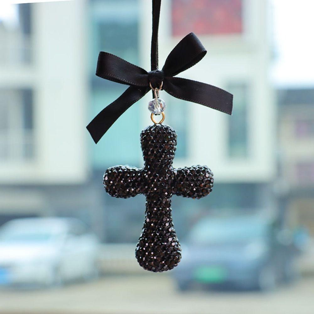Sparkling Car Rearview Mirror Pendant Shiny Rhinestone Auto Hanging Ornament Auto Interior
