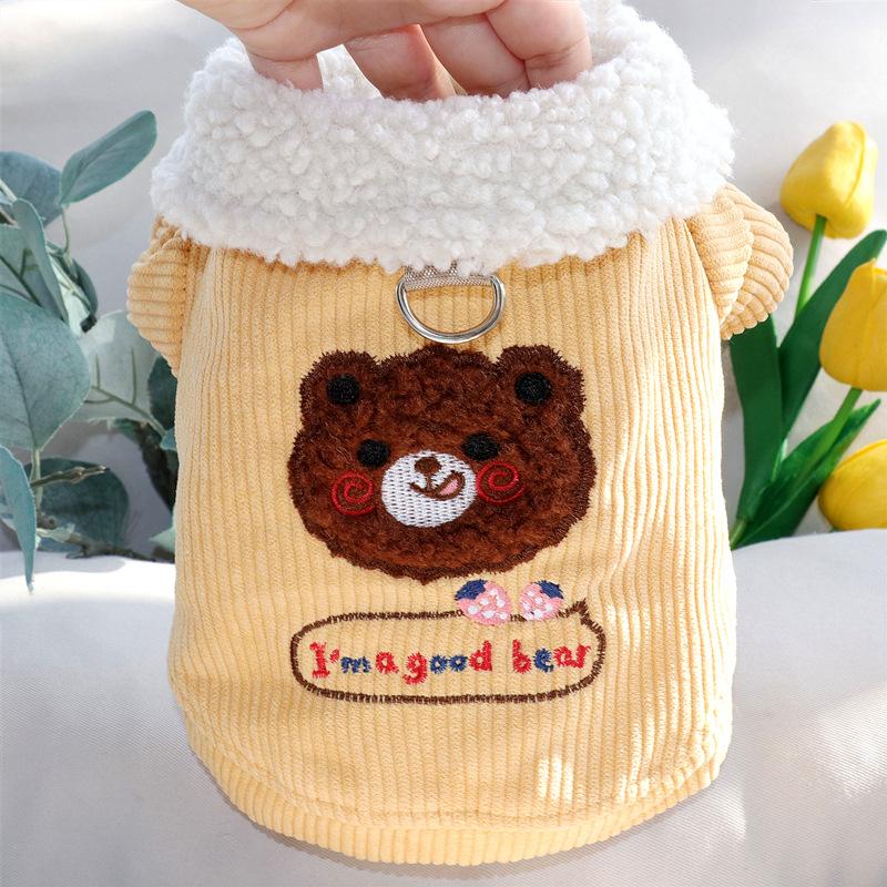 Winter Thickened Pet Cotton Coat For Traction Teddy Bichon Pomeranian Yorkshire Terrier Small Dog Cat And Dog Clothes