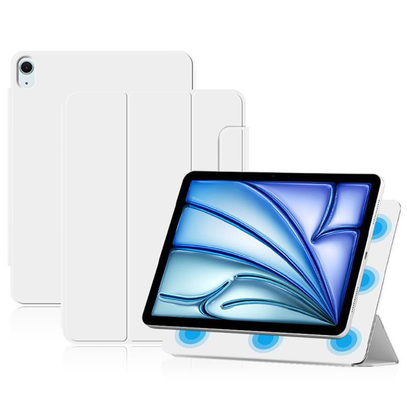 

For iPad Air 11 (2025)/(2024)/Air (2022)/(2020)/Pro 11 (2022)/(2021)/(2020)/(2018) Case PU Leather Tri-Fold Stand Tablet Cover White