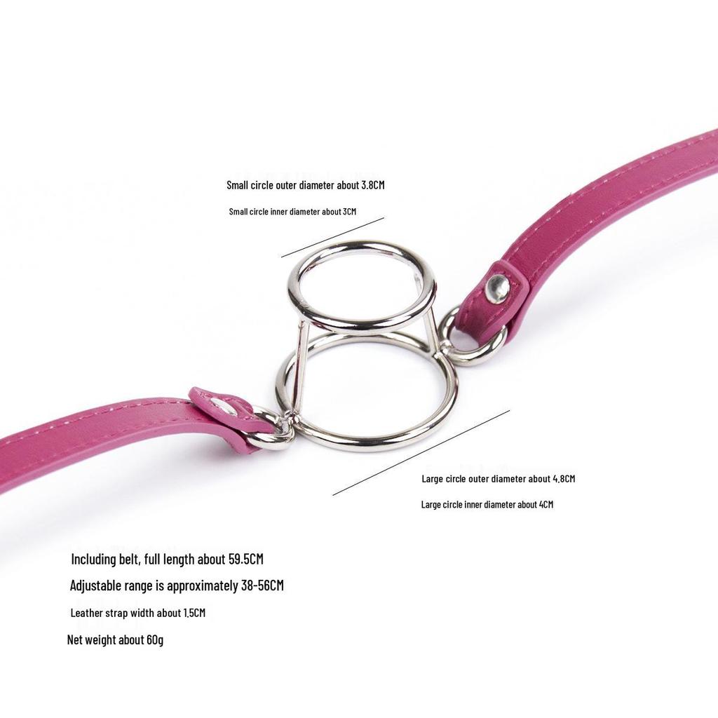 Leather & Iron Ring Gag: Double Metal Ring Mouth Plug for Men & Women, SM Erotic Toy