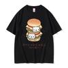 Nyan Nyan Nyanko Cat Double Hamburger Funny Meme Tshirt Unisex Unisex Fashion Oversized T Shirts Male Casual Cotton Crewneck Tshirt