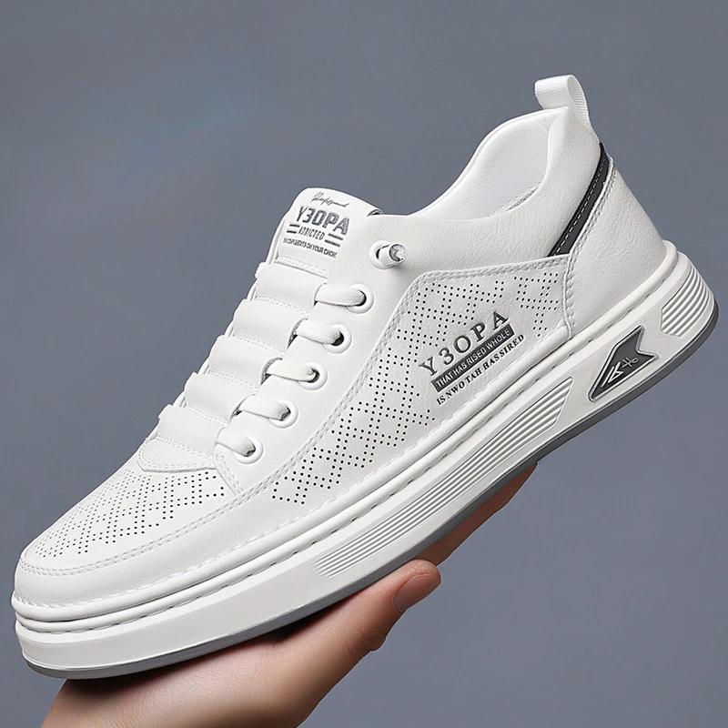 Casual Leather Shoes Men'S Spring New Soft Leather Cowhide Mens Shoe Soft Sole Versatile Daily Board Shoes Men Loafers Male