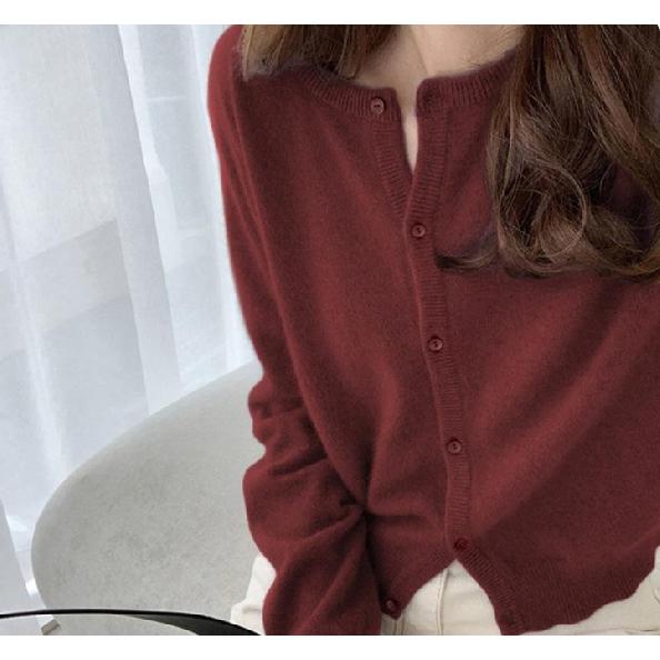 Women's long-sleeved sweater Autumn Loose and versatile sweater pure colour short version