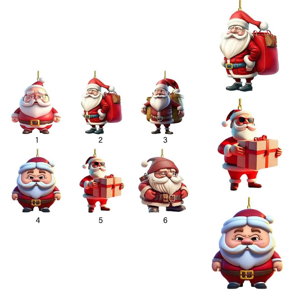 Christmas Themed Santa Claus Pattern Acrylic Pendant For Auto Interior Decor
