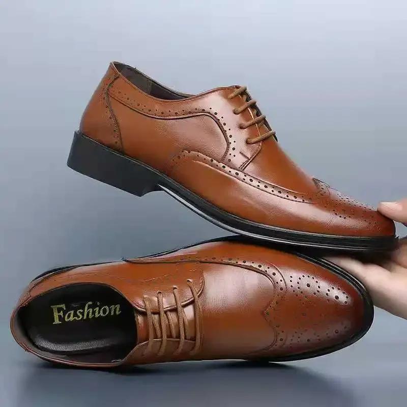Summer Leather Dress Shoes Men Summer Hollow Out Plus Size Man Business Shoes Wedding Footwear Casual Shoe Male