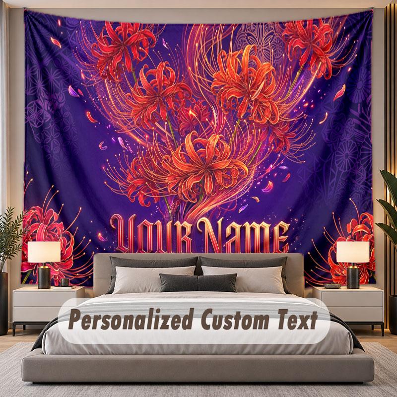 Floral Garden (95) Theme Personalized Tapestry Custom Name Text Wall Hanging Tapestry Home Background Decoration