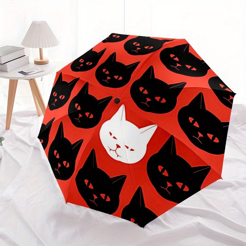 1pc Cat Circle Automatic Open/close Umbrella, 8-Rib Sturdy Structure, Portable Travel Umbrella, Parties, Everyday Use, Outdoor Accessory, Ar