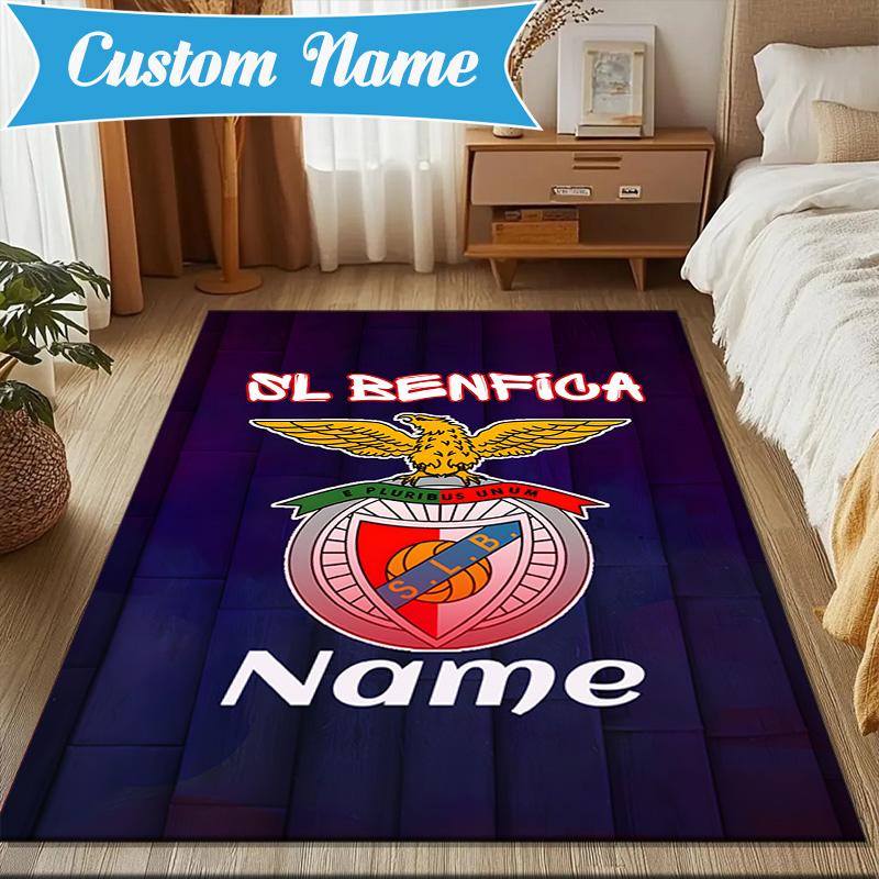 Tappeto Personalizzato con Nome Stemma Calcio Benfica, Tappeto da Gioco, Tappetino per Camera da Letto Soggiorno Ingresso, Idea Arredo Casa Regalo per Natale Compleanno