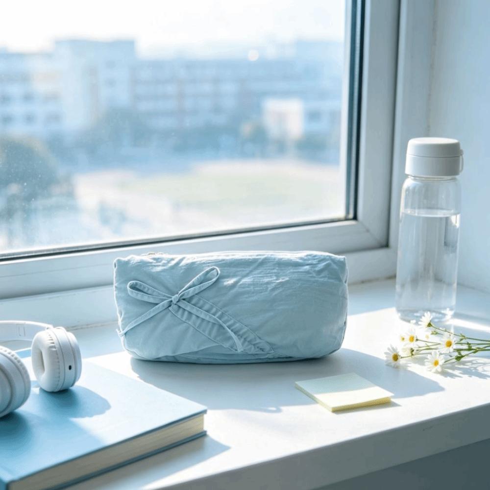 Bowknot Design Stationery Storage Bag Solid Color Pencil Bag Storage Bag Pencil Case Students