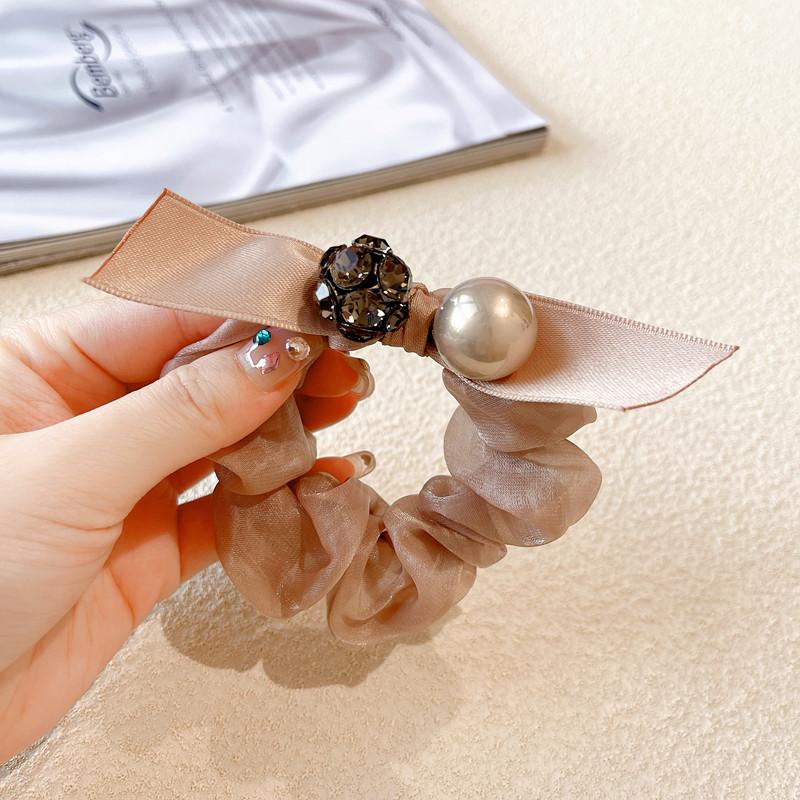 Trendy and Charming Headband for Women, Minimalist New Arrival Hair Tie with Rhinestones and Pearls, Ponytail Hair Ring