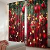 2pcs 2D Flat Printing Fashionable Christmas Curtains HolidayGlow(2) Digital Printed Polyester Drapes Spring Use for Holiday