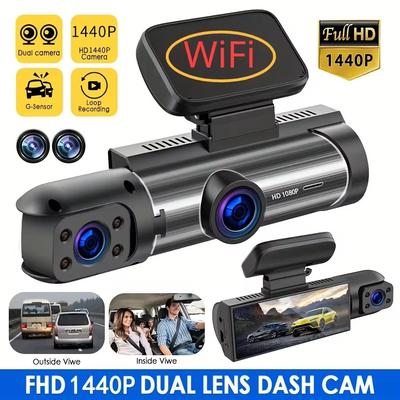 Cámara de salpicadero WiFi HD de 1440P para coche, grabadora de vídeo DVR, caja negra, visión nocturna automática, WDR, control por voz, modo de estacionamiento inalámbrico las 24 horas