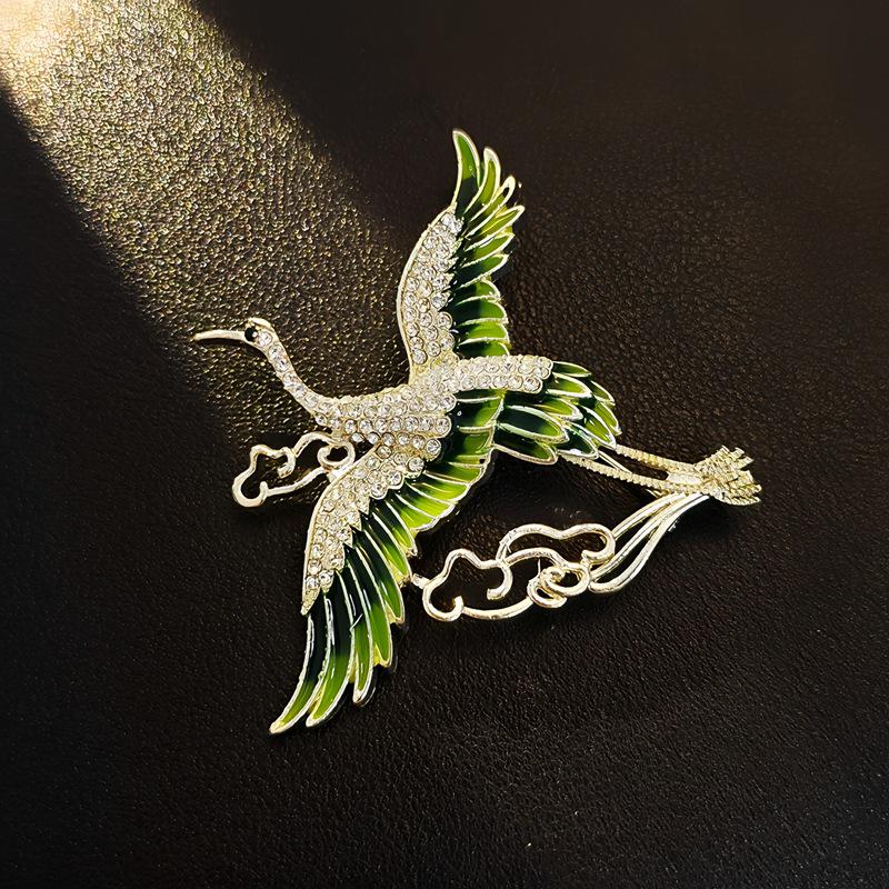 Elegante chinesische Retro-Emaille-Brosche Phönix & Schmetterling für Damen