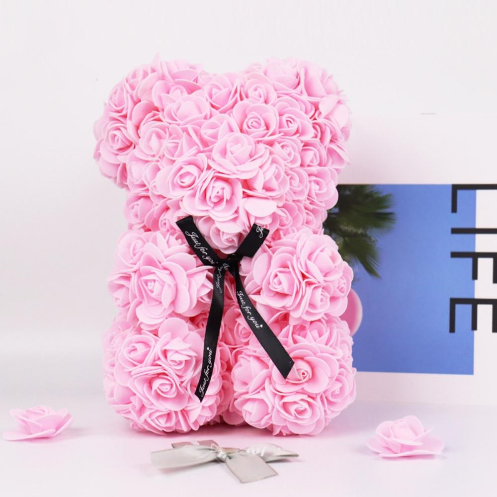 1 ks Umělé květiny 25cm Medvídek z růží Dárek k výročí pro přítelkyni Vánoce Valentýn Narozeninový dárek Pro svatební oslavu