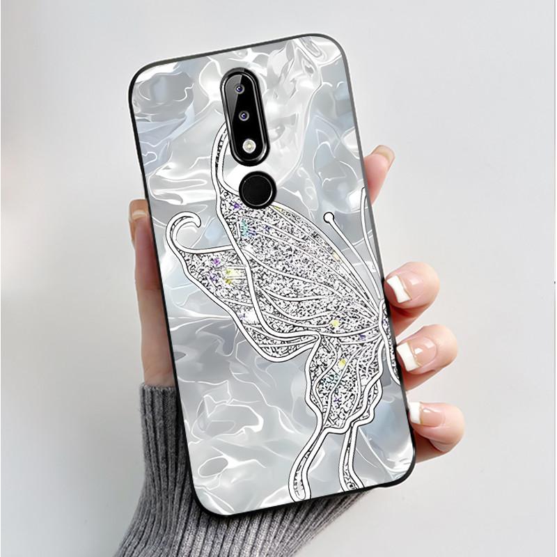 Silicone Case For Nokia X5 X6 5.1 Plus 6.1 Plus Phone Case Luxury Fashion Butterfly Flowers Soft Slim Black Jelly Cover Casing