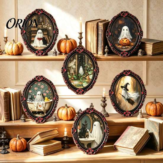 Soft Magnetic Office Whiteboard Items Retro Gothic Halloween Refrigerator Magnet, Distressed Oval Photo Frame Frige Magnets, Dark Reusable Festive