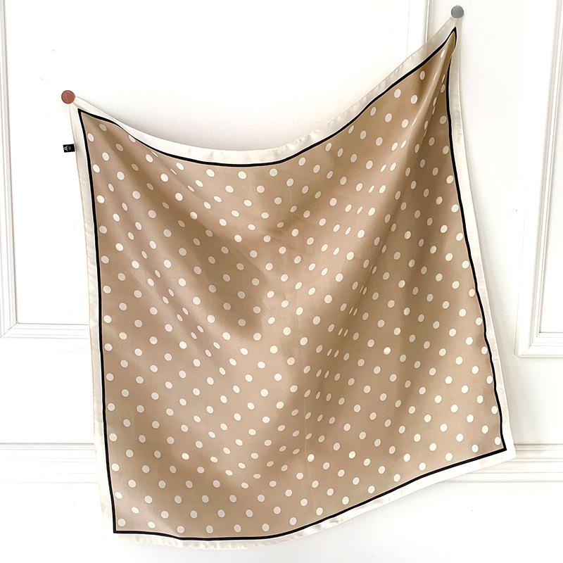 

27.56in Bohemian Style Polka Dot Square Scarf For Women Spring/Summer Sun Protection Neckerchief Elegant Bandana For Decoration хаки