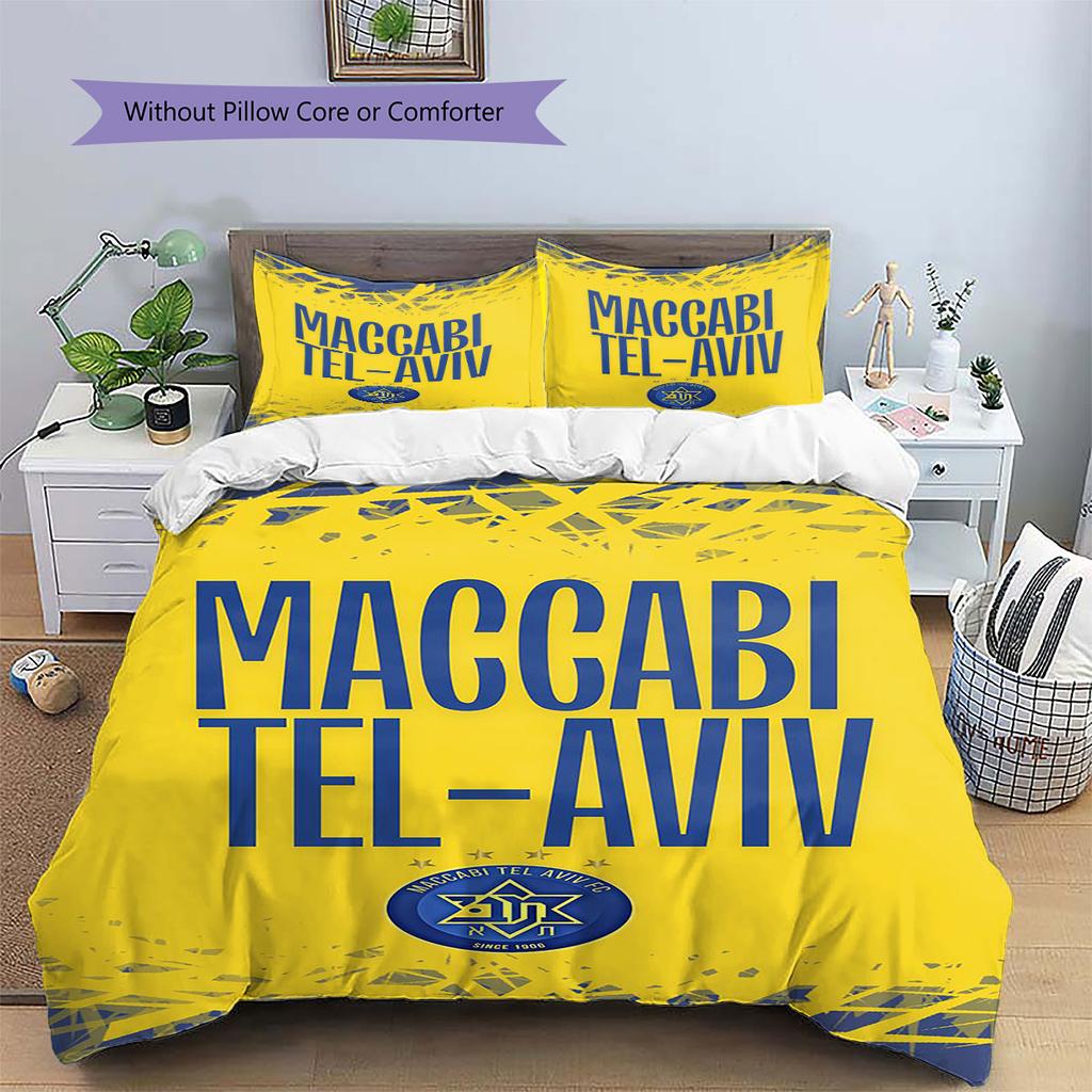 Maccabi Tel Aviv F.C Pattern Bedding,Quilt Set Quilt Cover Pillowcase Home Birthday Gift(1 * duvet cover + 2 * pillowcase, without core)