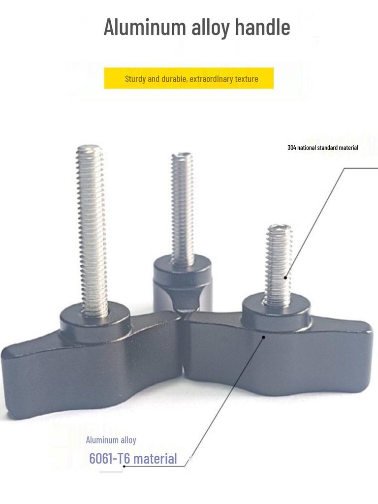304 Stainless Steel M4 T-Handle Knob Screw with Aluminum Alloy and Slotted Hand-Tightening Design