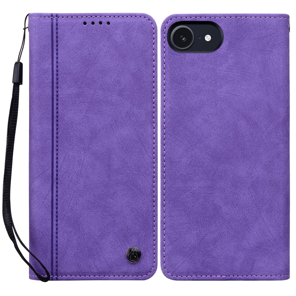 For iPhone 16e Case Lines Pattern Wallet Leather Phone Cover with Strap
