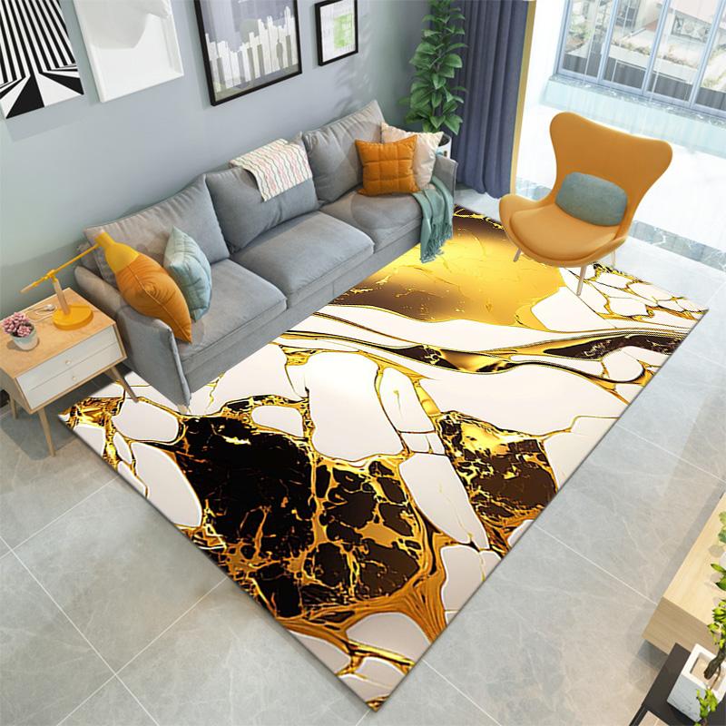 1PC Marble Texture Printed Carpet Rug for Living Room Bedroom Home Sofa Decoration,Non-slip Floor Mat Floor Mat