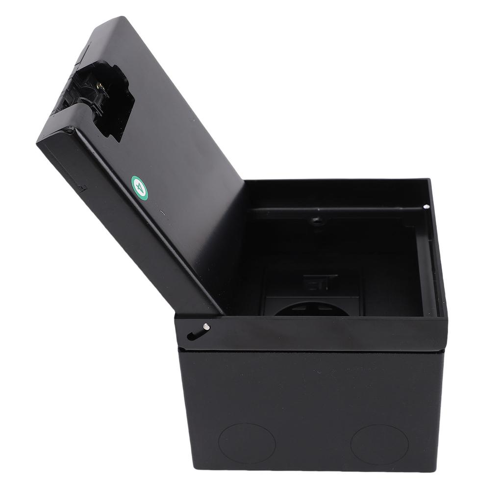 Zapuštěná plochá zásuvka s 2kolíkovou zásuvkou a portem pro síťový kabel Podlahová zapuštěná krabice - sada Černá