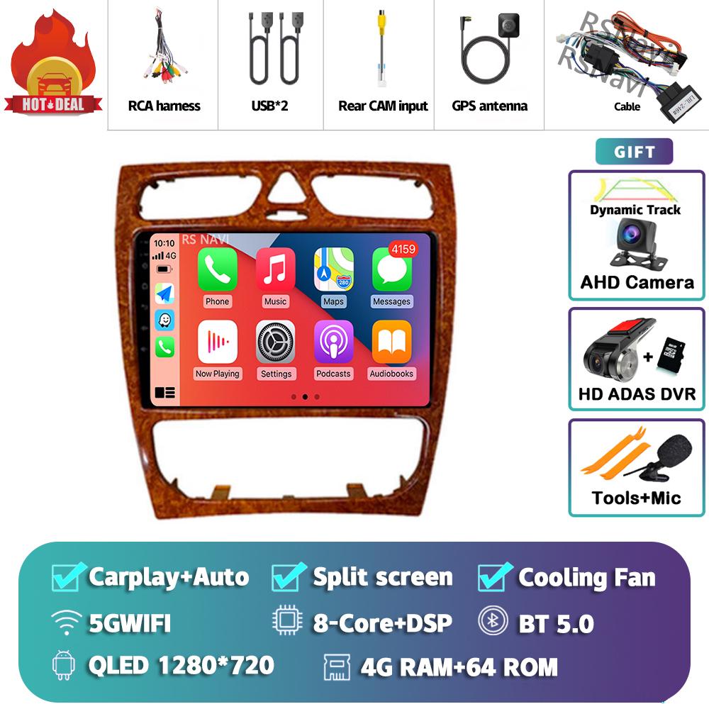 Android 14 Carplay Car Radio  For Benz W209 Multimedia Video Player Navigation GPS Stereo 2Din DVD 360 Camera Head Unit 4G+Wifi