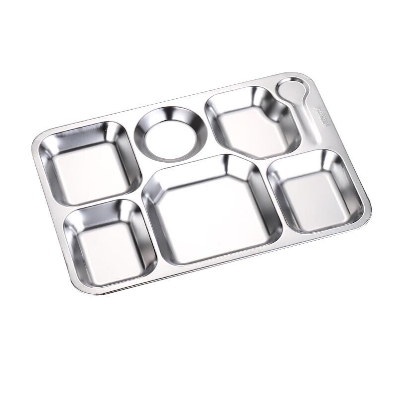 304 Stainless Steel 7-Compartment Divided Canteen Tray