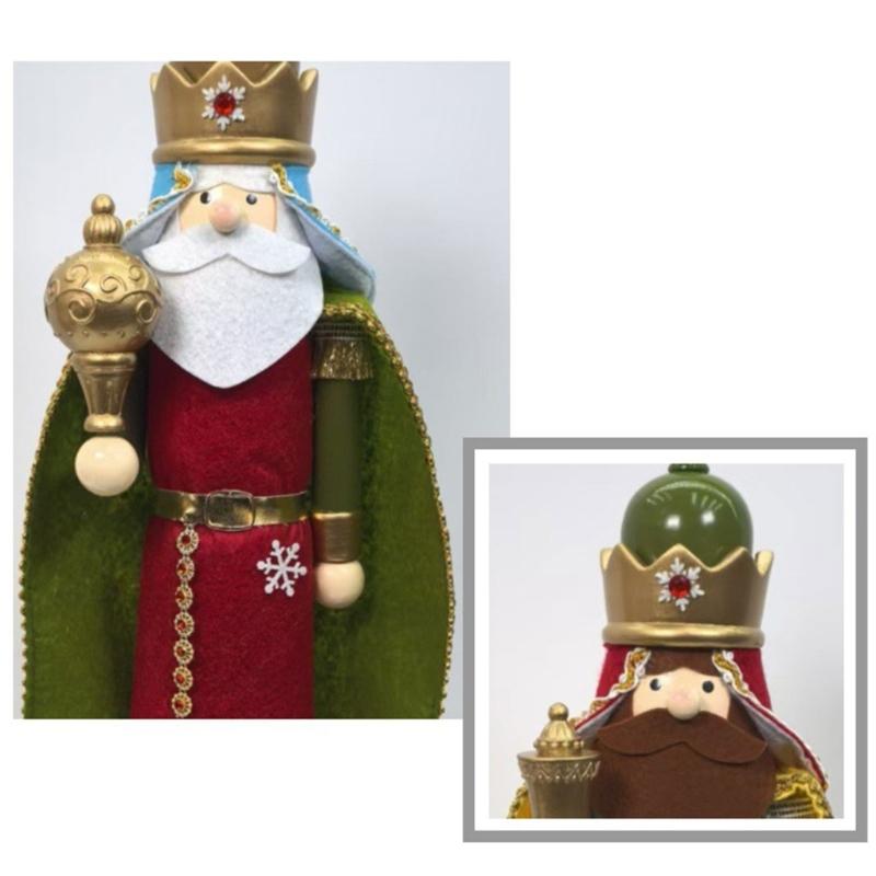 Handmade Wooden Holiday Figurine, Wise Men Nutcrackers Decors for Tabletop, Mantel, and Winter Shelf Display
