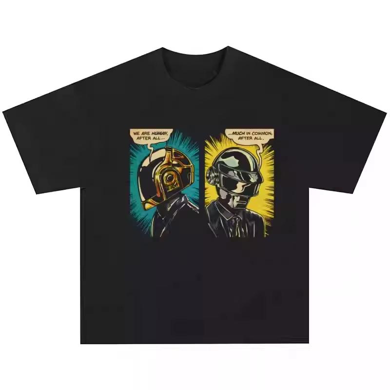 Comfortable season Daft Punk T-shirt Heren Dames Katoenen T-shirts Korte Mouw Retro Daft Punk Band Print T-shirt Heren Hip Hop Streetwear Oversized Top M