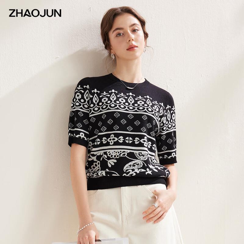 

Retro Jacquard Knitted Short Sleeve Women s T-shirt L