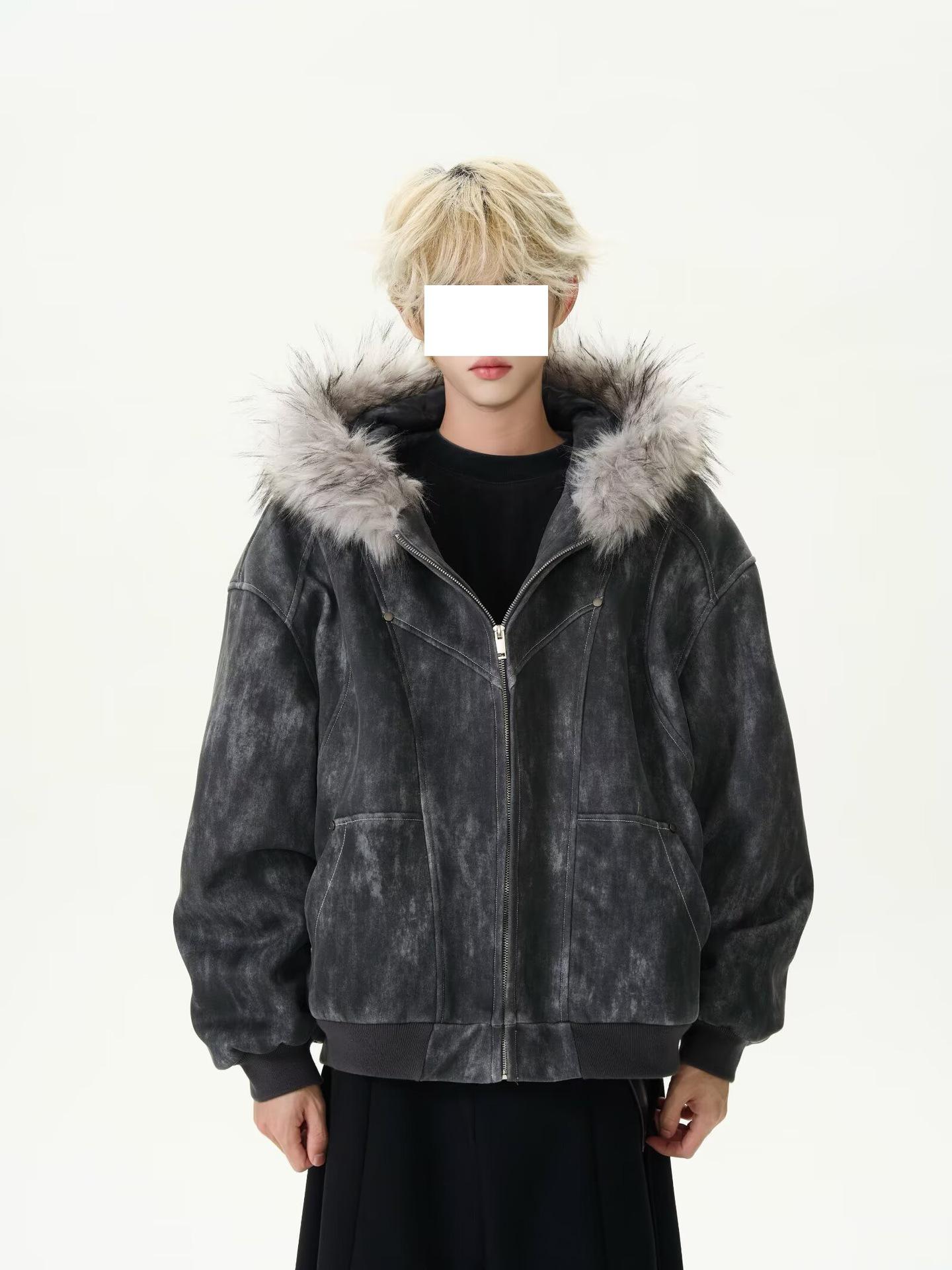 Men`s Trendy Tie-Dye Hooded Cotton Jacket