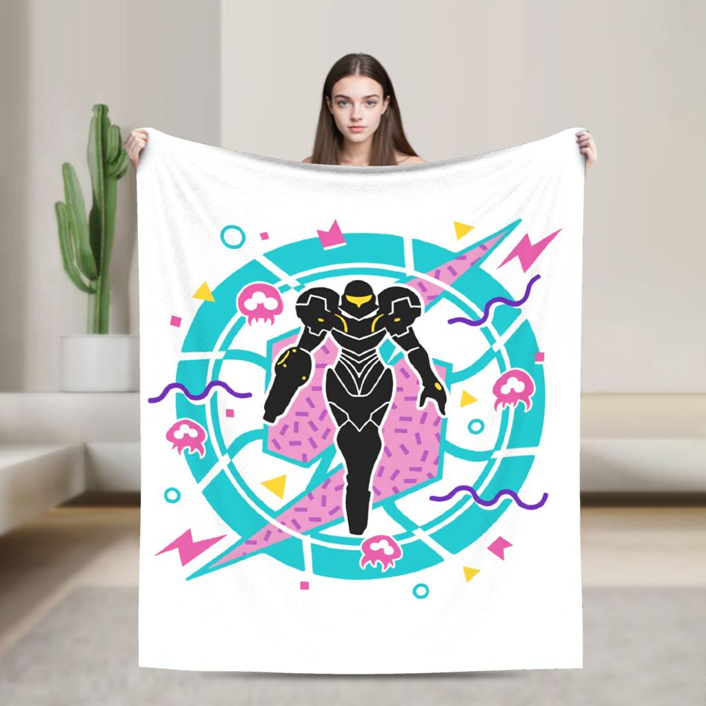 Metroids Hero Game Blankets Flannel Vintage Breathable Throw Blanket for Bed Sofa Winter