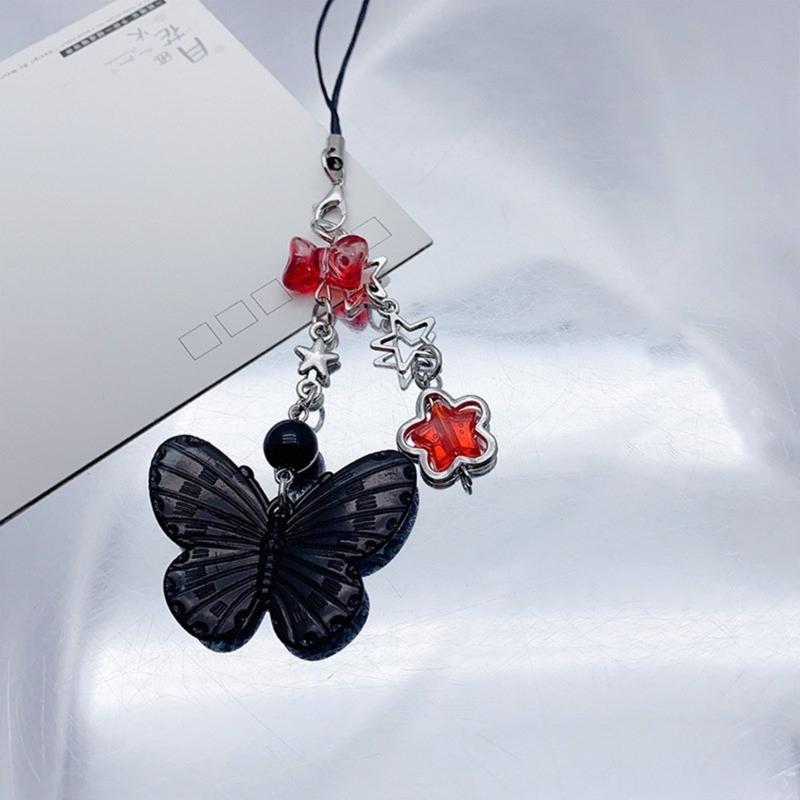 Bowknot Butterfly Heart Phone Charm Straps Car Keys Hanging Pendants Y2K Bag Decoration Lanyard Purse Accessories