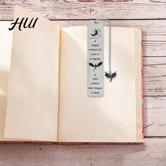 Elegant Metal Bookmark Pterosaur Bookmark, Stainless Steel Fourth Wing Design Page Marker with Dinosaur Black Tassel, Unique Literary Gift for