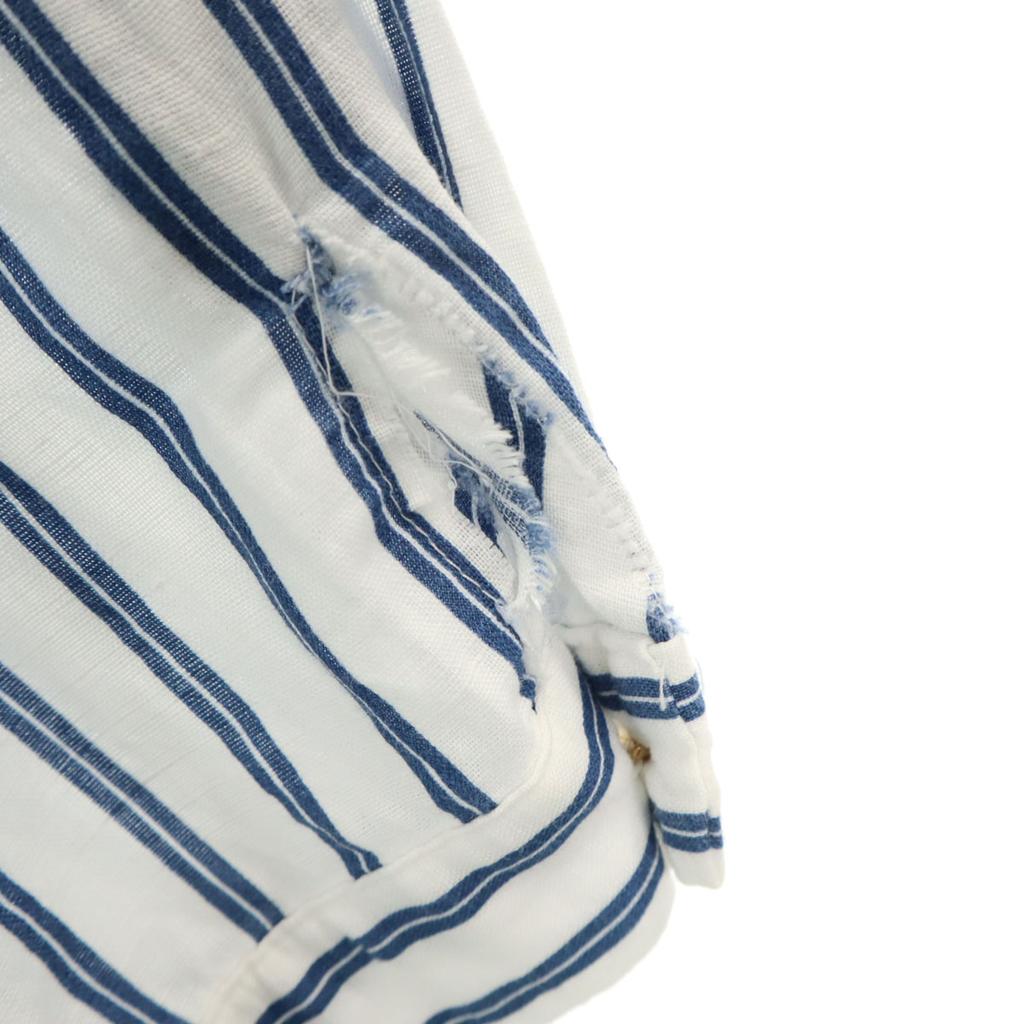 Zara Linen Blend Stripe Long Sleeve Skipper Long Shirt Dress XXL Women Used