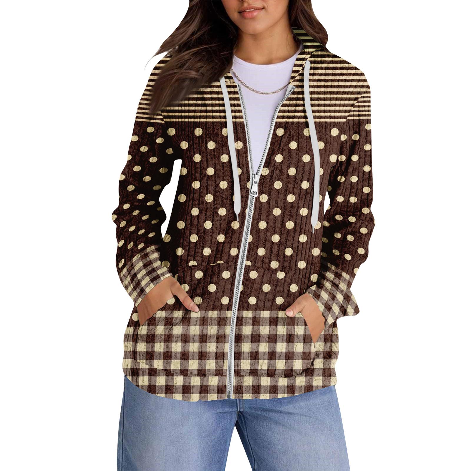 

Толстовки для жінок Модні топи Повсякденна осіння мода Толстовка з довгими рукавами та кишенями Легкий пуловер XL кавовий