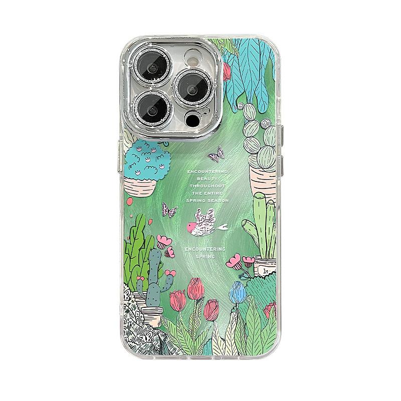 Potted Flowers Suitable for Apple 16pro Feather Yarn Mobile Phone Case 15 High-end Sense Xiaomi 14/13 Honor 300 Anti-fall X