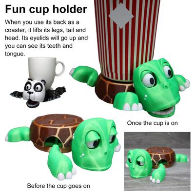 Schildkrötenuntersetzer 3D-gedruckter Tier-Becherhalter mit lustigem Ausdruck Hitzebeständig Panda