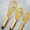 Baking Home Wooden Handle Manual Silicone Cream Stirring Frother Whisk Mixer Blender Egg Beater