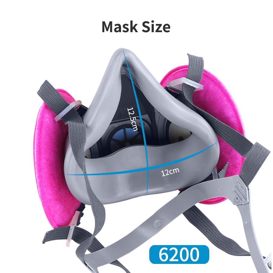 6200 Staubmaske für Sprühfarbe mit 2091 P100-Partikelfilter, industriell staubdicht, PM2.5-Säurepartikel-Schutzmaske
