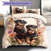 Pink Rottweiler Pattern Bedding Home Decoration Birthday Gift (1 * duvet cover + 2 * pillowcase, without core)
