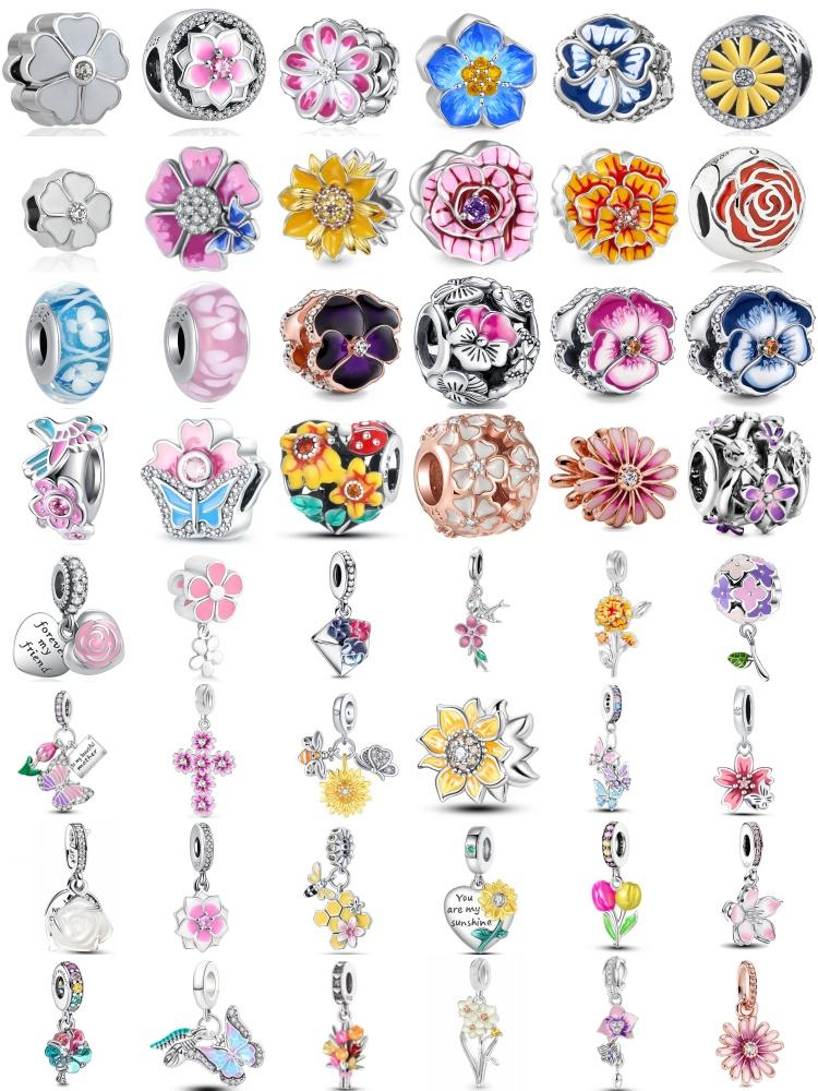 New Copper Beautiful Flower Series, Suitable For European Original Bracelet Diy Accessories, Exquisite Jewelry