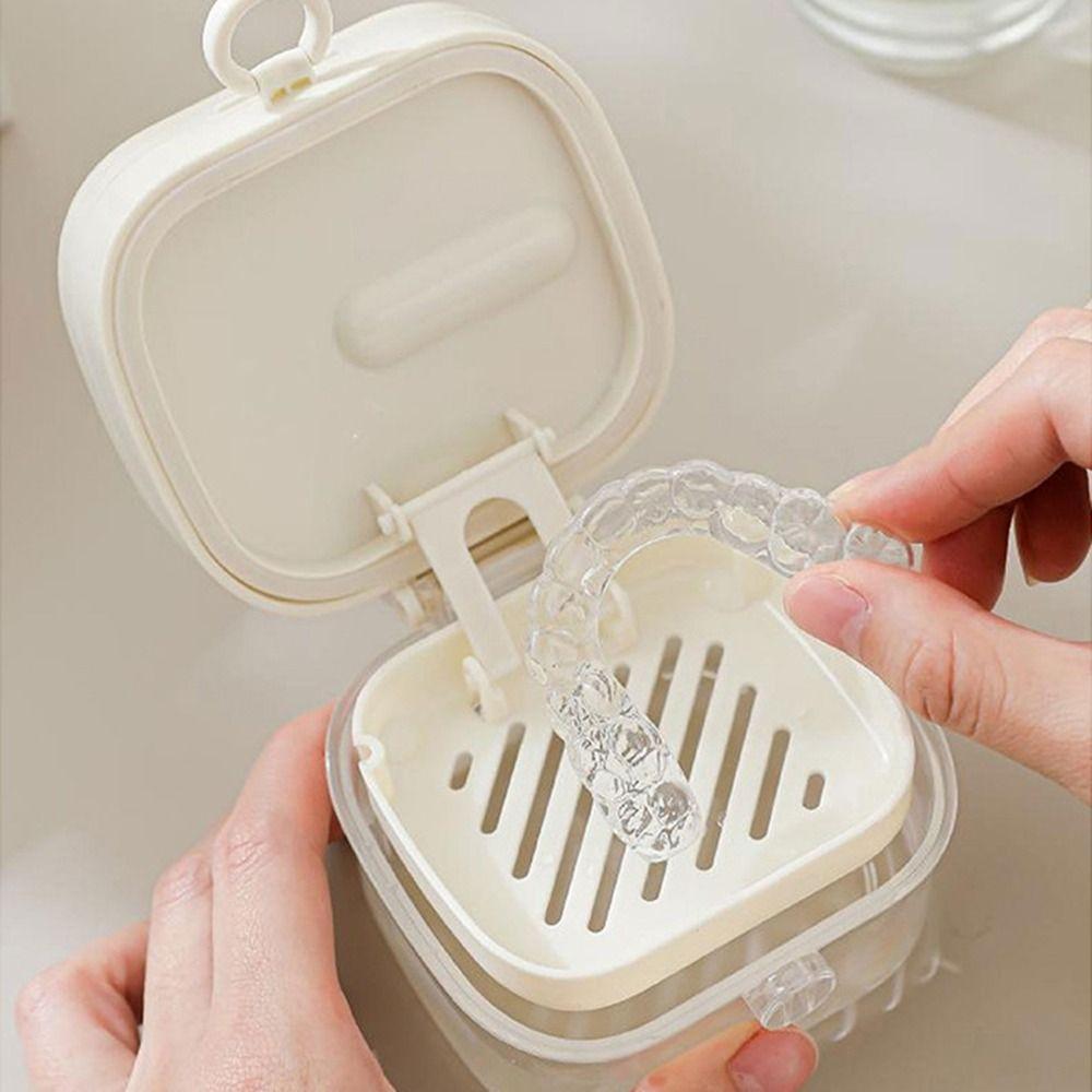 Portable Denture Soaking Cleaning Box Transparent Cleaning Tooth Storage Case  False Teeth