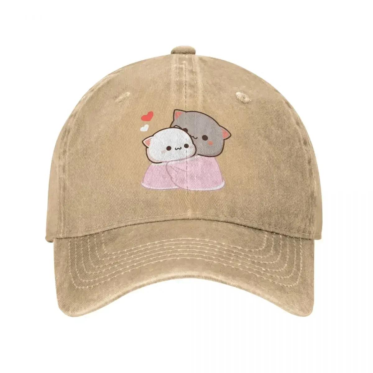 

Peach And Goma Cartoon Baseball Cap Vintage Distressed Washed Mocha Mochi Peach Cat Headwear Unisex Outdoor Adjustable Caps Hat One Size